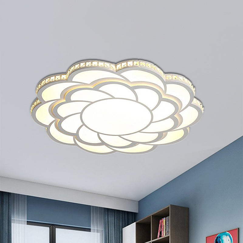 31.5"/39" Wide Blossom Large Flush Mount Fixture Modern LED Crystal Accent Flush Mount Lamp in Warm/White Light