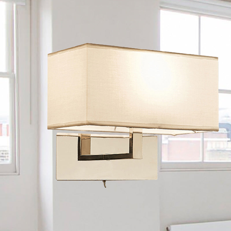 White Rectangle Wall Sconce Lighting Modernism Fabric LED Wall Mount Light for Bedroom
