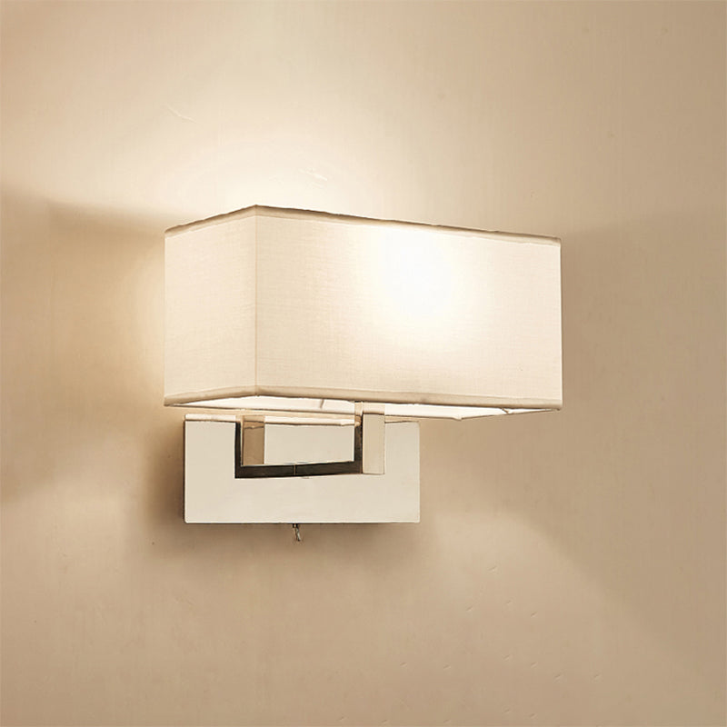 White Rectangle Wall Sconce Lighting Modernism Fabric LED Wall Mount Light for Bedroom