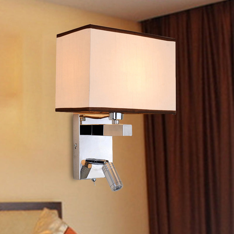 Lampada da parete rettangolare contemporanea Tessuto Light Accondatura Led Sconce Sconce All in Chrome con i riflettori