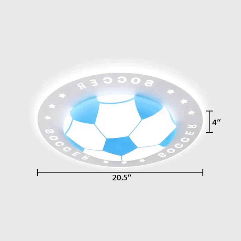 Acrylic Flat Football Flush Ceiling Light Study Room Kitchen Sport Stylish Ceiling Fixture