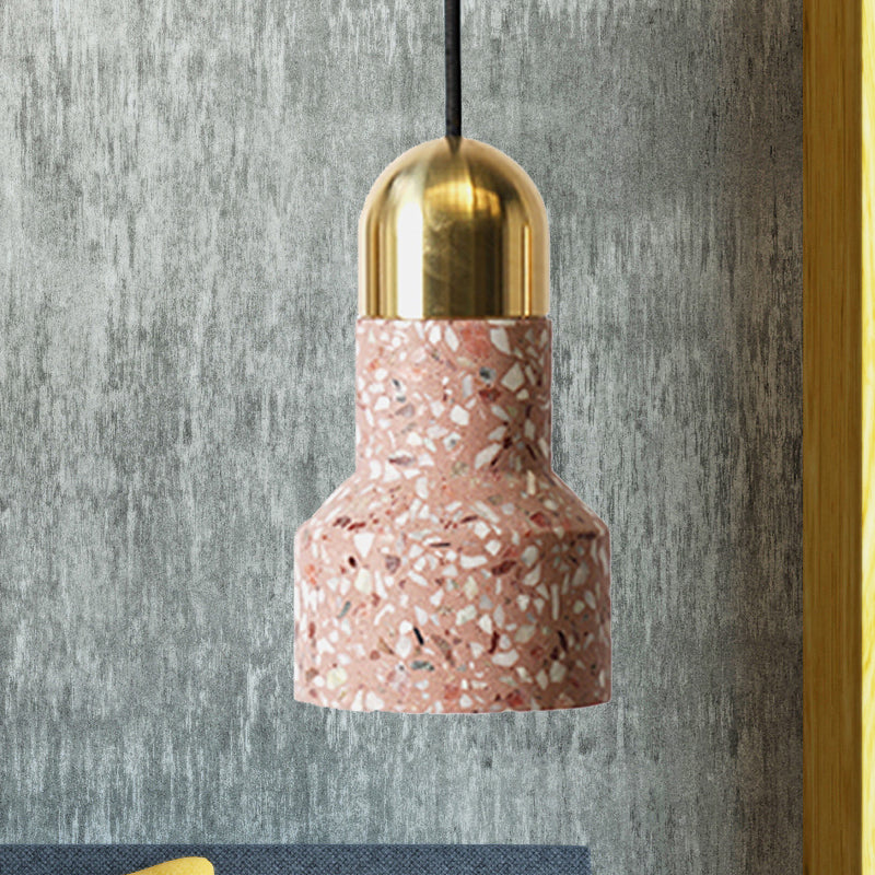 Illuminazione a sospensione a campana in cemento in stile nordico 1 luce nero/bianco/rosa lampada a soffitto appesa