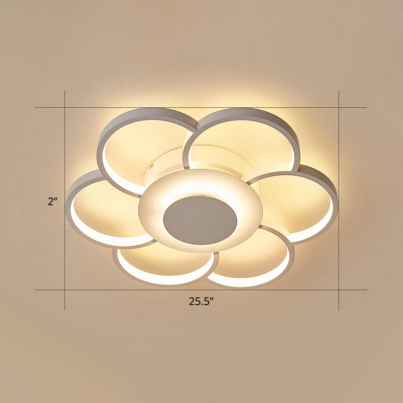 Sunflower Shaped Flushmount Ceiling Lamp Minimalist Metal White LED Flush Mounted Light for Bedroom
