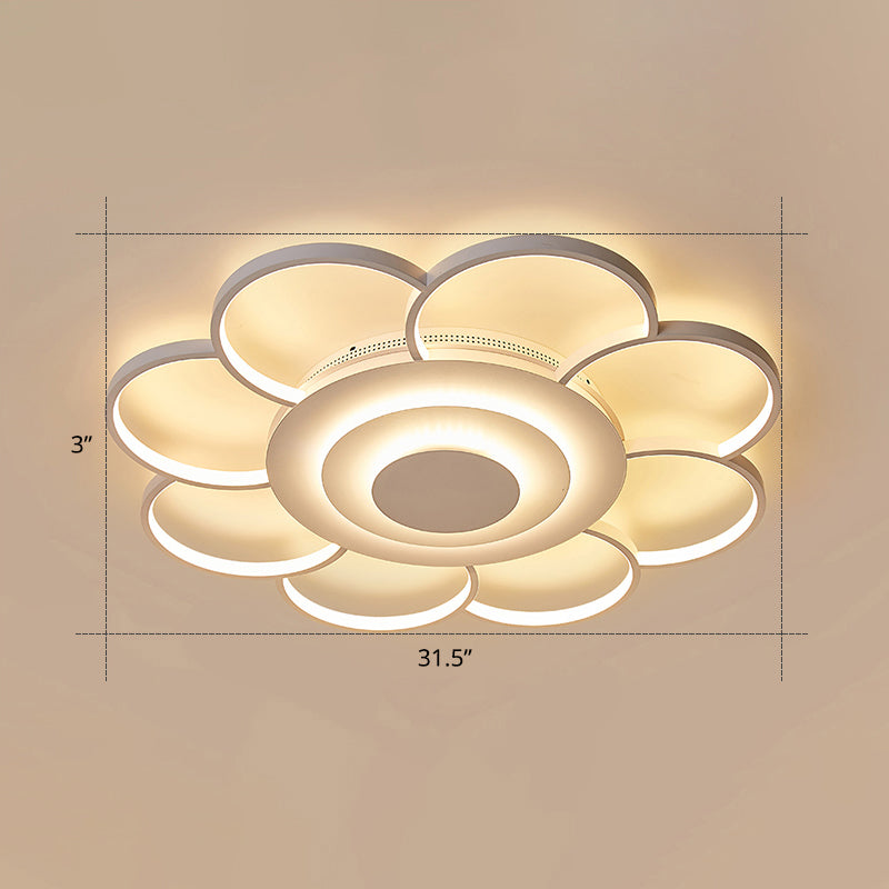 Sunflower Shaped Flushmount Ceiling Lamp Minimalist Metal White LED Flush Mounted Light for Bedroom