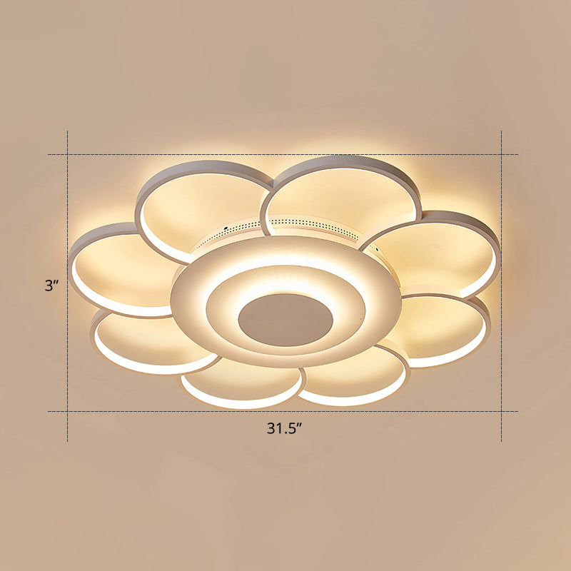 Sunflower Shaped Flushmount Ceiling Lamp Minimalist Metal White LED Flush Mounted Light for Bedroom