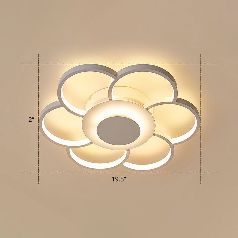 Sonnenblume Geformte Flushmount Ceiling Lampe Minimalist Metal White LED Flush Mounted Light für Schlafzimmer