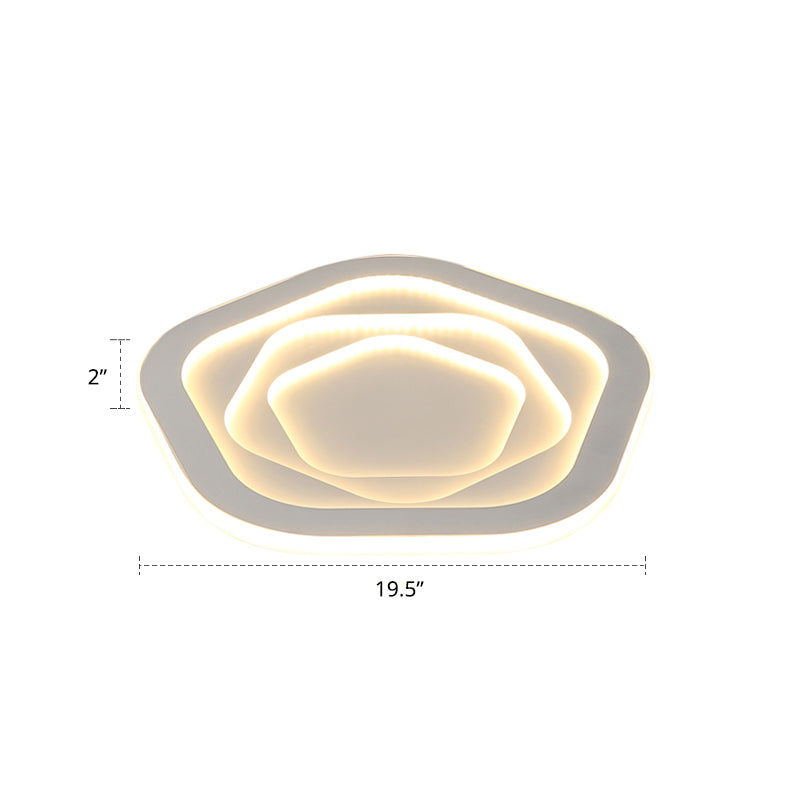 White Pentagonal LED Flush Light Minimalism Acrylic Ceiling Mount Lighting for Bedroom