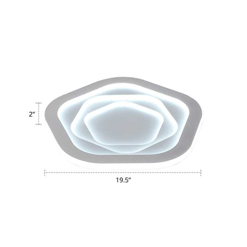 White Pentagonal LED Flush Light Minimalism Acrylic Ceiling Mount Lighting for Bedroom