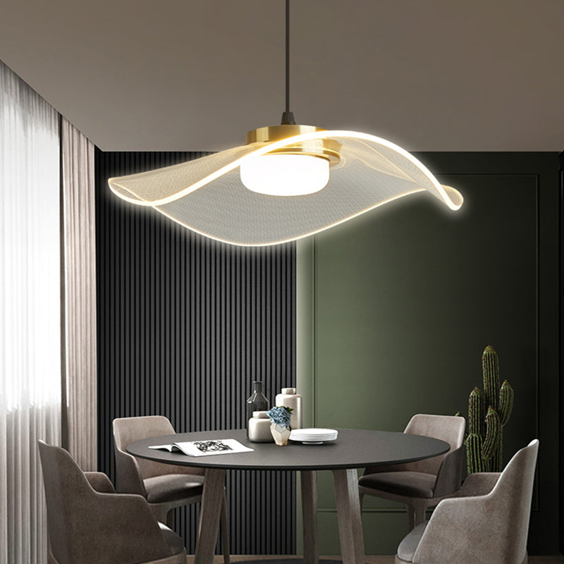 Gesneden LED Pendulum Light Simplicity Acryl Clear Hanging Light voor eetkamer