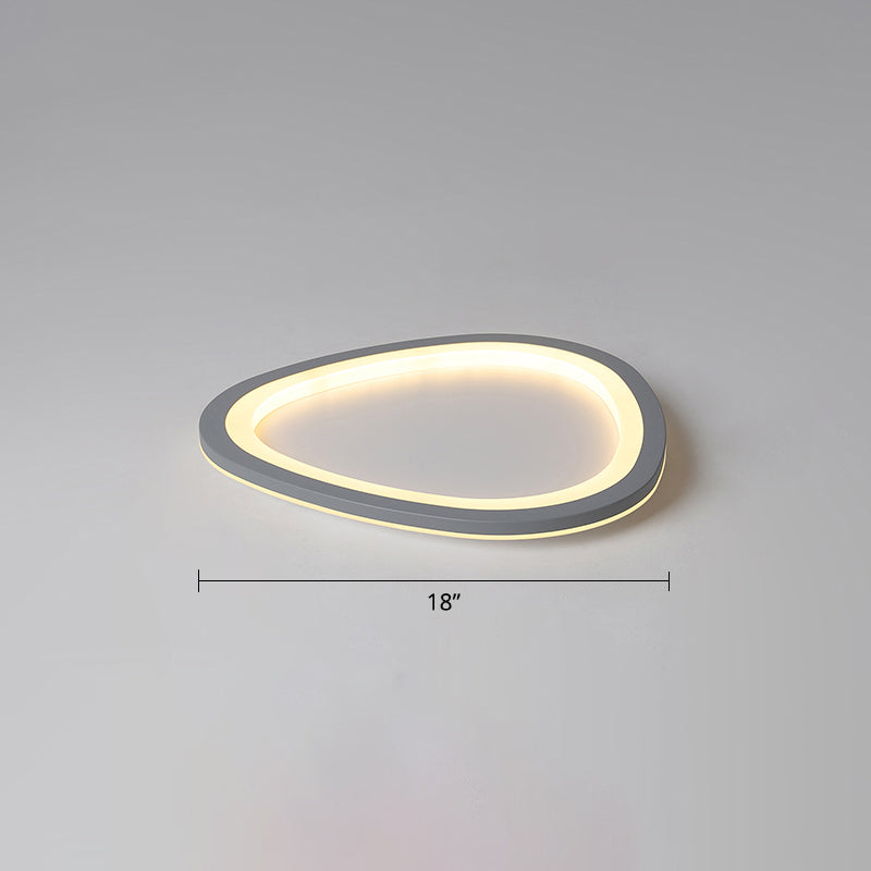 Dark Grey Droplet Shaped Flushmount Nordic Acrylic LED Ultrathin Ceiling Flush Light