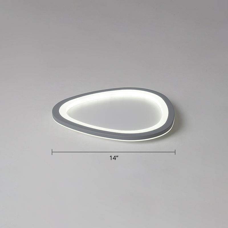 Dark Grey Droplet Shaped Flushmount Nordic Acrylic LED Ultrathin Ceiling Flush Light