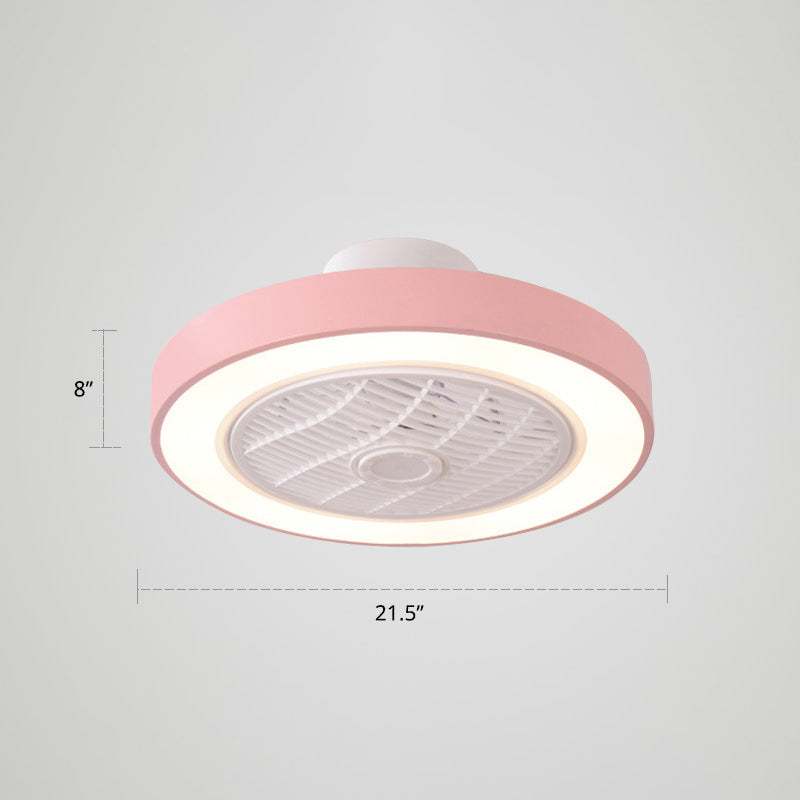 21,5 "W Nordic Round Deckenleuter Leuchte Metall Kinder Schlafzimmer LED LED -LED -Licht mit Fernbedienung