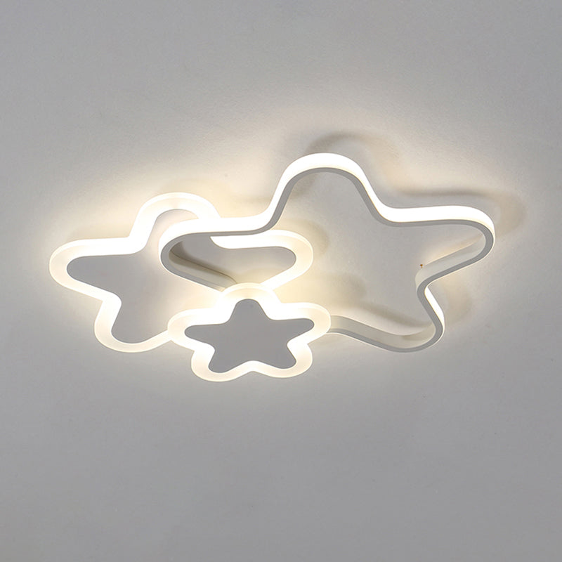Star LED Flush Mount Lighting Fixture Cartoon Metal Childrens Room Ceiling Mounted Light