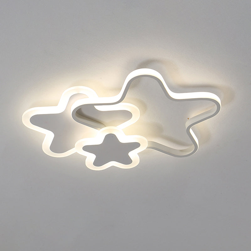 Star LED Flush Mount Lighting Fixture Cartoon Metal Childrens Room Ceiling Mounted Light