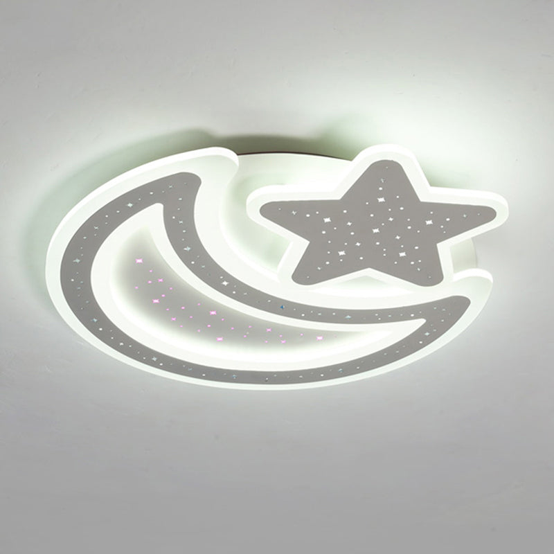 Moon and Star Acrylic Ceiling Lamp Nordic Led Flush Mount Light Fixture for Kids Room