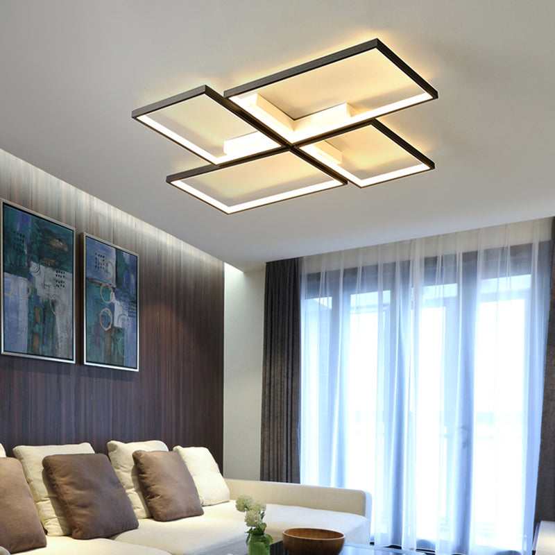 Zwart pinwheel-achtige plafondlamp Minimalistische metalen LED-spoelmontage Licht armatuur voor woonkamer