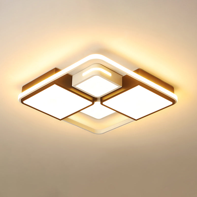 Quadrilateral Living Room Ceiling Light Acrylic Contemporary LED Flush Mount in Black-White