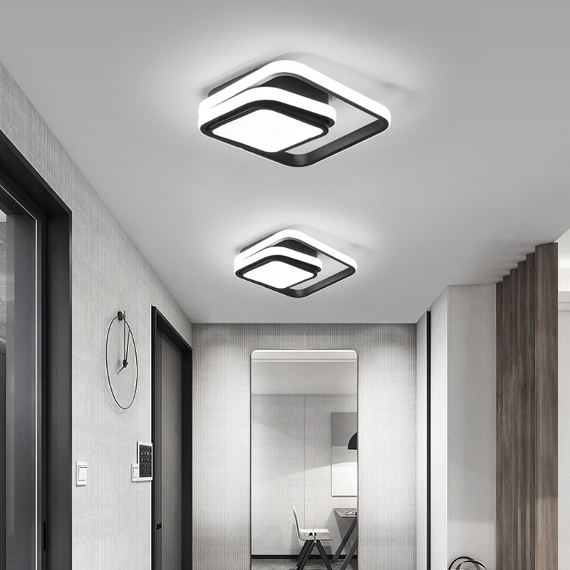 Plafonnier Led carré en aluminium, finition noire moderne, luminaire de plafond pour Foyer