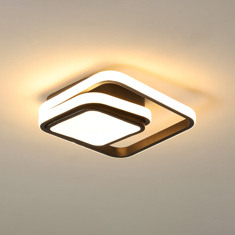 Plafonnier Led carré en aluminium, finition noire moderne, luminaire de plafond pour Foyer
