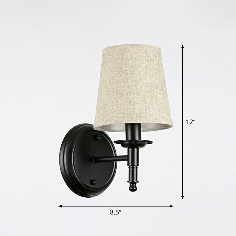 Minimalist Cone Shade Wall Lighting Fabric 1 Head Bedside Wall Mounted Reading Lamp