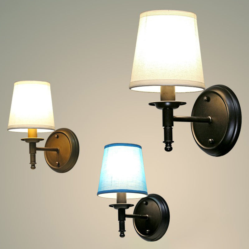 Minimalist Cone Shade Wall Lighting Fabric 1 Head Bedside Wall Mounted Reading Lamp