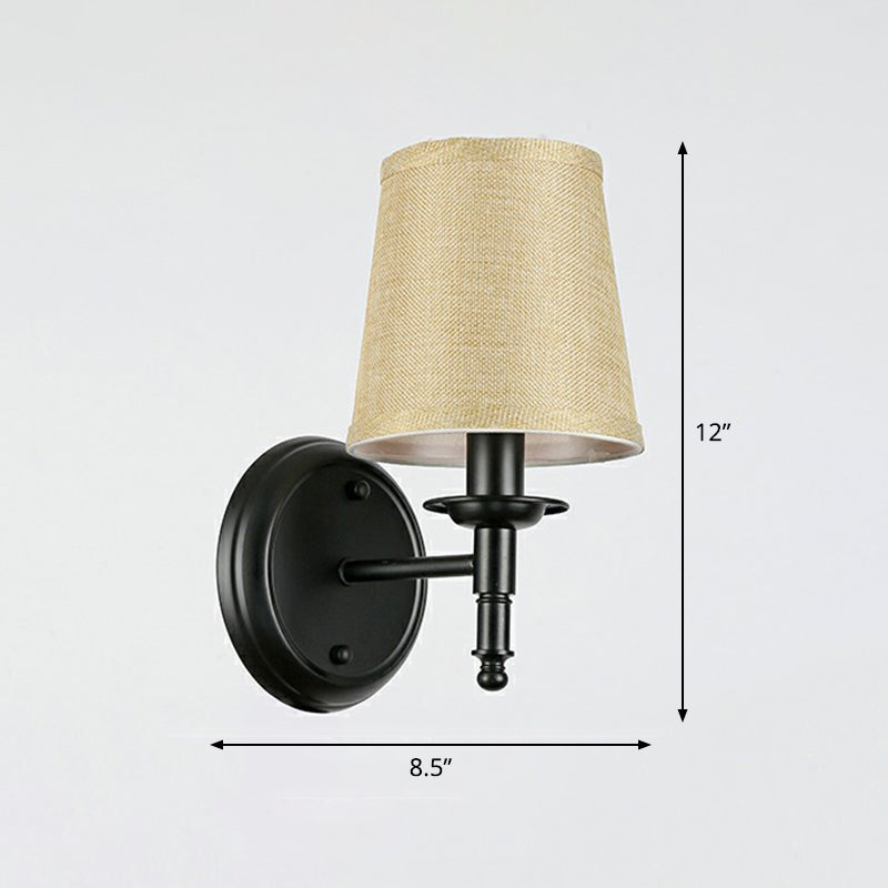 Minimalist Cone Shade Wall Lighting Fabric 1 Head Bedside Wall Mounted Reading Lamp