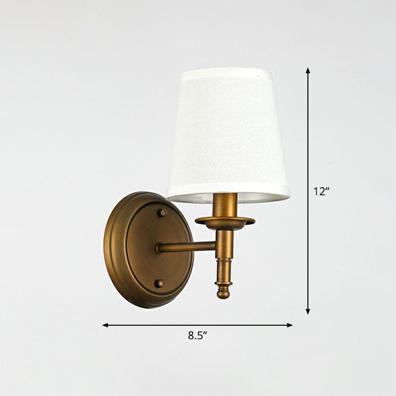 Minimalist Cone Shade Wall Lighting Fabric 1 Head Bedside Wall Mounted Reading Lamp