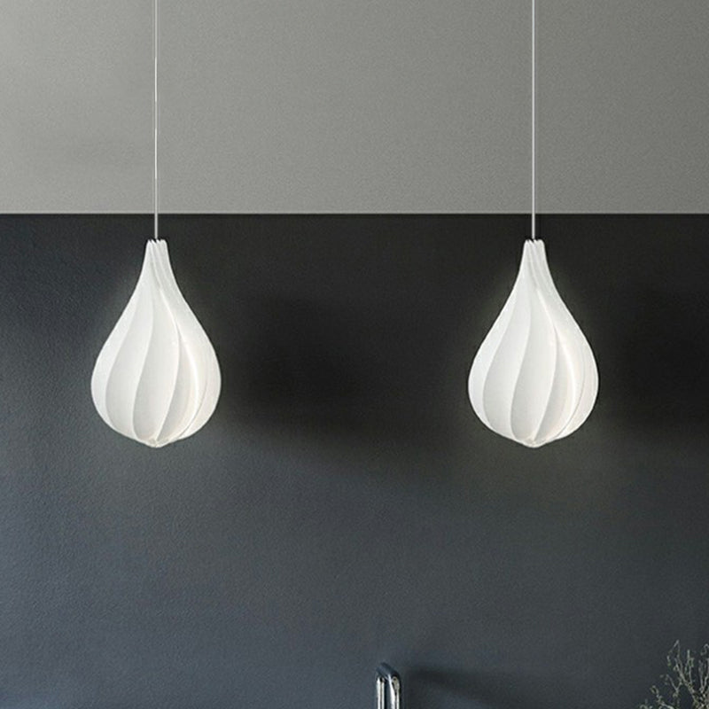 White Drop Shaped Pendulum Light Decorative 1 Bulb Plastic Pendant Lamp for Living Room