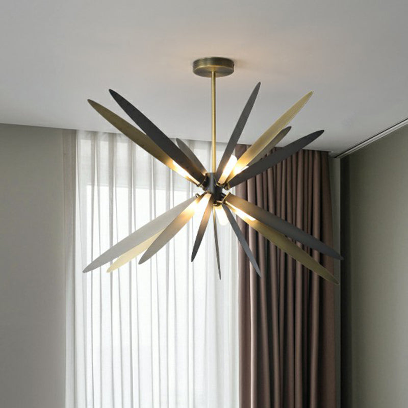 Metal Dragonfly Suspension Lamp Decorative 8 Bulbs Bronze Finish Chandelier for Dining Room