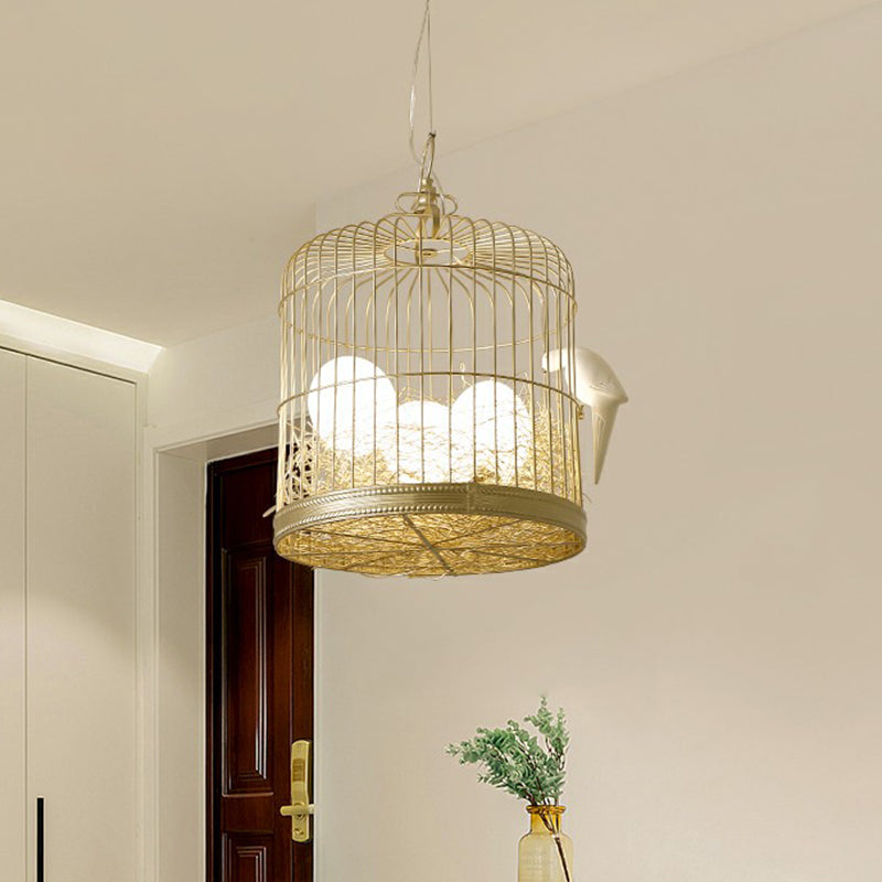 Artistry Nest Shaped Pendant Light Aluminum 3 Heads Dining Room Chandelier Light Fixture in Beige