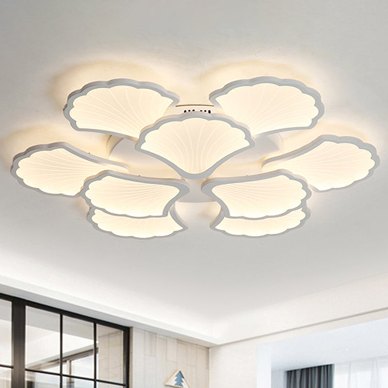 Acrylic Ginkgo Leaf Ceiling Lighting Modern White LED Flush Mount Light for Living Room