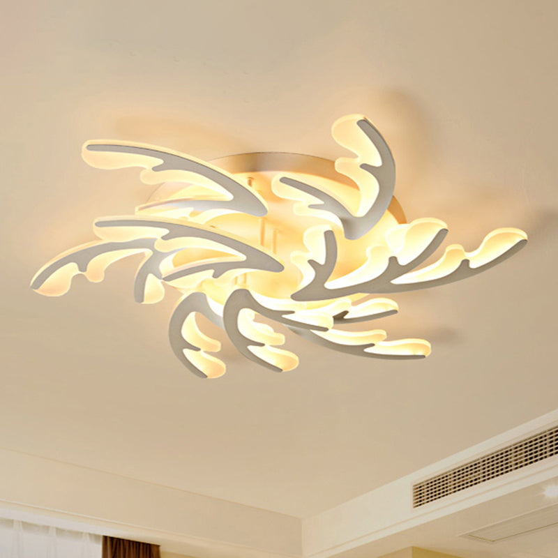 Nordic Antler LED Flush Mount Lighting Acrylic Bedroom Ceiling Mounted Light in White