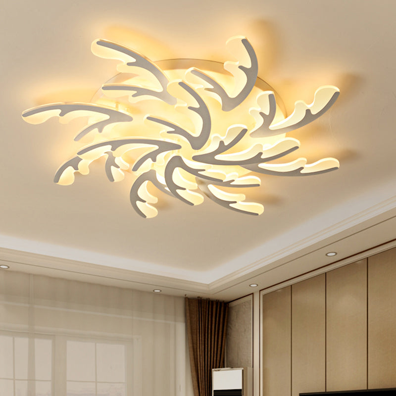 Nordic Antler LED Flush Mount Lighting Acrylic Bedroom Ceiling Mounted Light in White