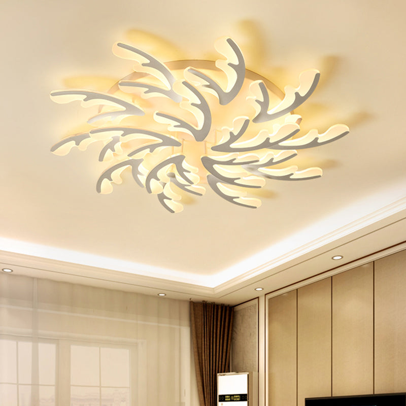 Nordic Antler LED Flush Mount Lighting Acrylic Bedroom Ceiling Mounted Light in White