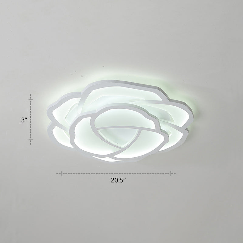 White Rose Flushmount Lighting Minimalistic Acrylic Surface Mounted Led Ceiling Light for Bedroom