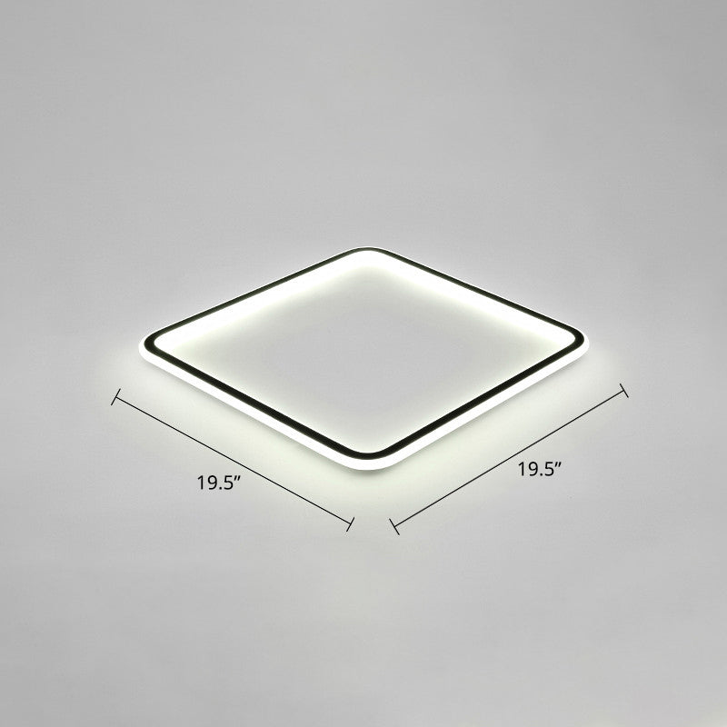 Vierkante Ultradunne LED Flush Mount Lamp Minimalistische Metalen Slaapkamer Flush Mount Plafond Fixture in Zwart
