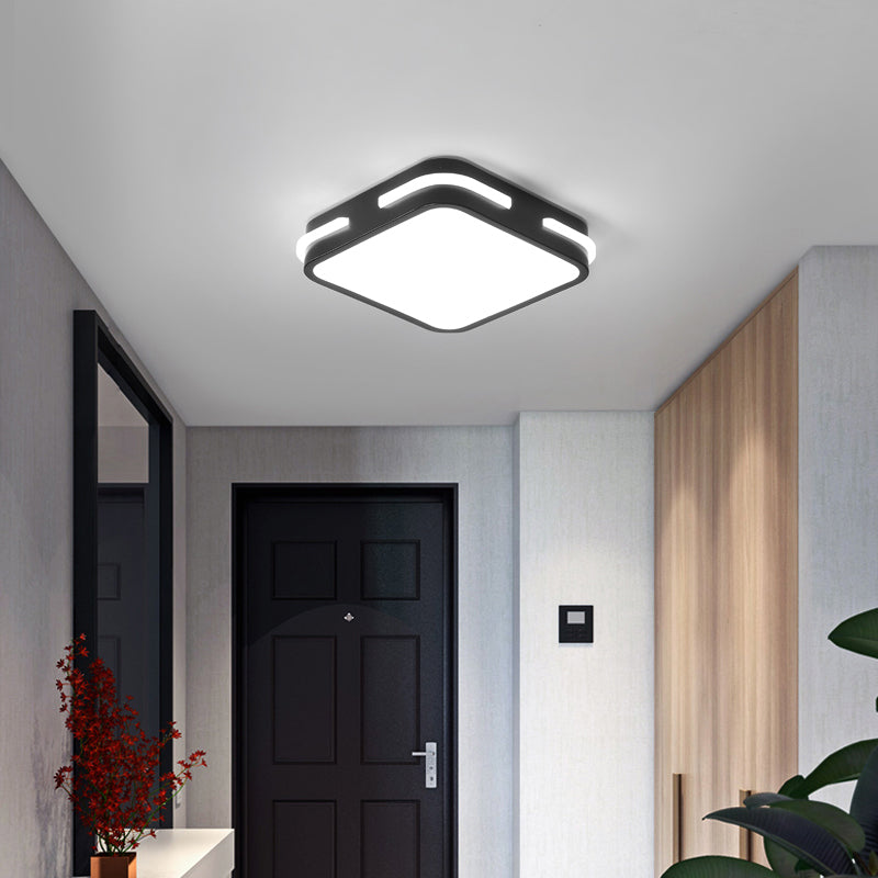 Lámpara de techo empotrada pequeña y sencilla, accesorio de montaje empotrado LED de pasillo acrílico en negro