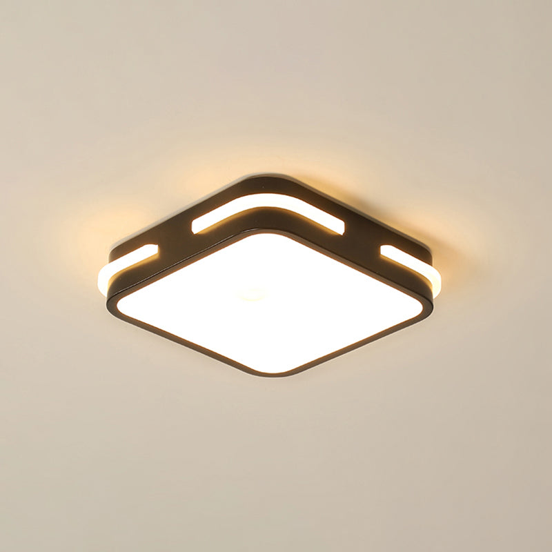 Petit plafonnier simple à LED en acrylique pour couloir, luminaire encastré en noir