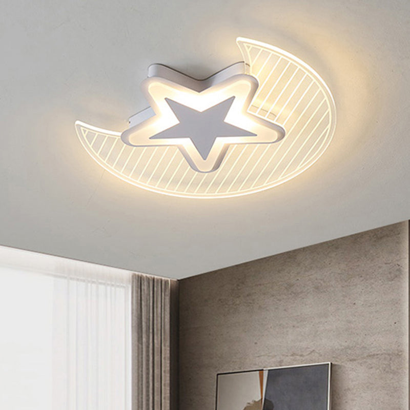 Crescent and Star LED Flush Light Nordic Acrylic Bedroom Ceiling Mounted Light Fixture