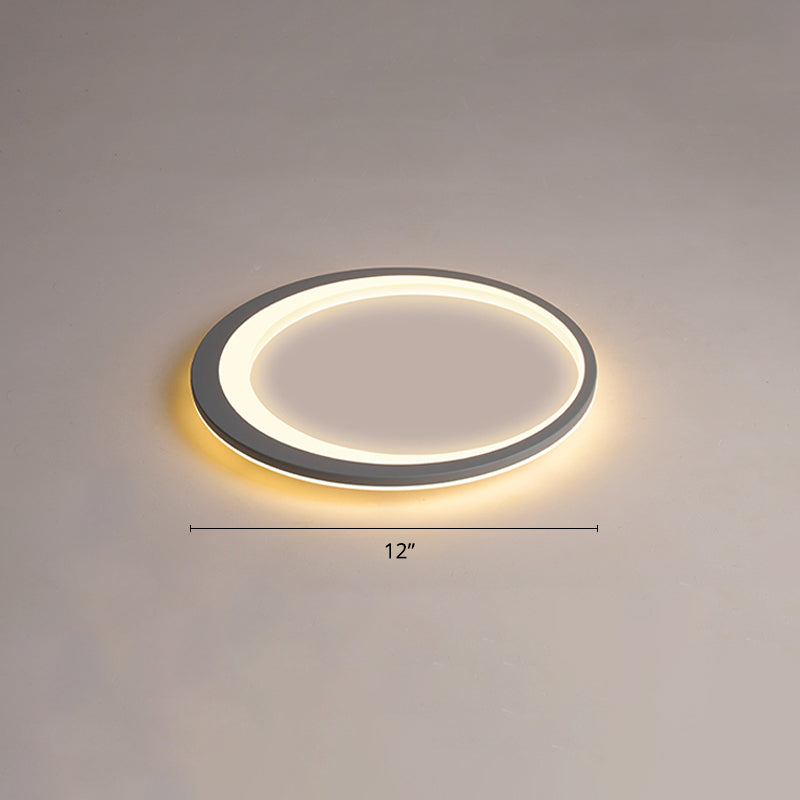 Nordic Ultrathin Flush Mount Led Light Acrylic Bedroom Ceiling Light Fixture in Grey-White