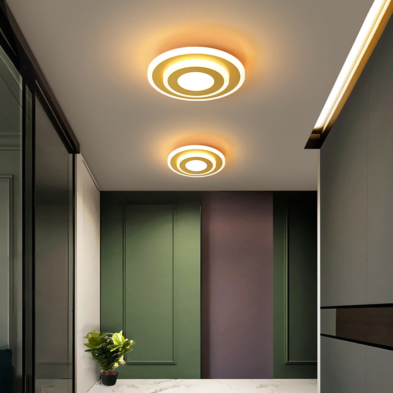 Gold Plated Geometrical Ceiling Light Modern LED Acrylic Flush Mount Light for Hallway