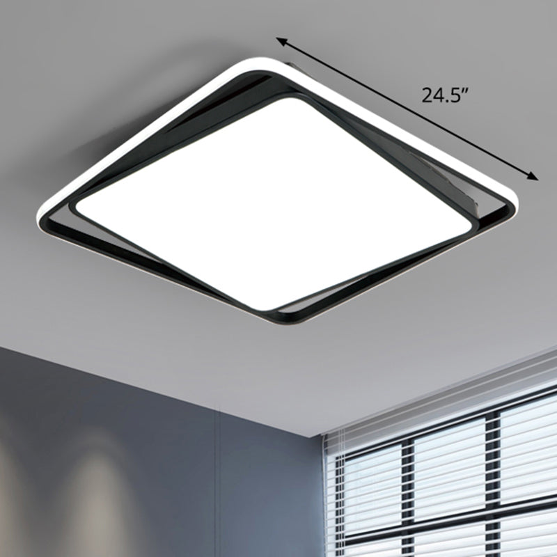 Square Led Surface Mount Ceiling Light Nordic Acrylic Black Flushmount Light for Bedroom