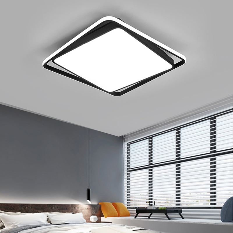 Square Led Surface Mount Ceiling Light Nordic Acrylic Black Flushmount Light for Bedroom