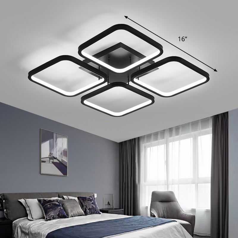 Zwart vierkant semi -spoel licht eenvoud led aluminium plafond spoelmontage licht voor slaapkamer