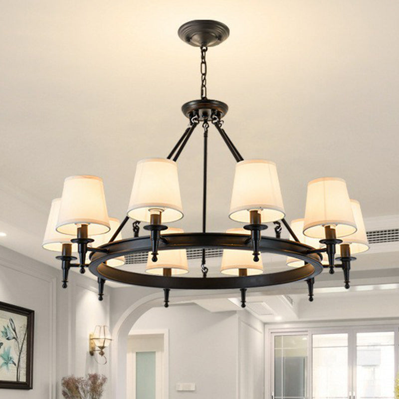 Tapered Ceiling Suspension Lamp Simplicity Fabric Chandelier Lighting for Living Room
