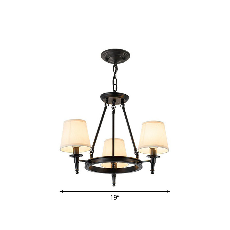 Tapered Ceiling Suspension Lamp Simplicity Fabric Chandelier Lighting for Living Room