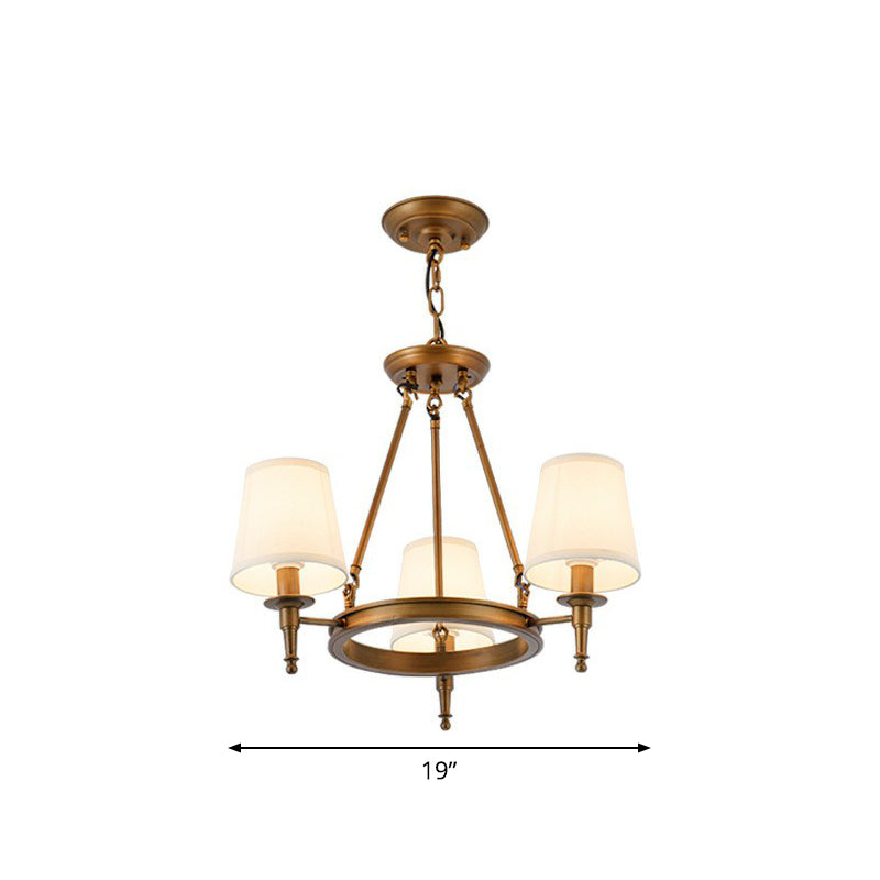 Tapered Ceiling Suspension Lamp Simplicity Fabric Chandelier Lighting for Living Room