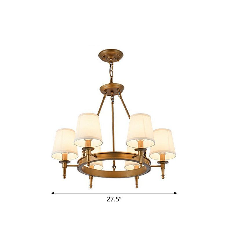 Tapered Ceiling Suspension Lamp Simplicity Fabric Chandelier Lighting for Living Room