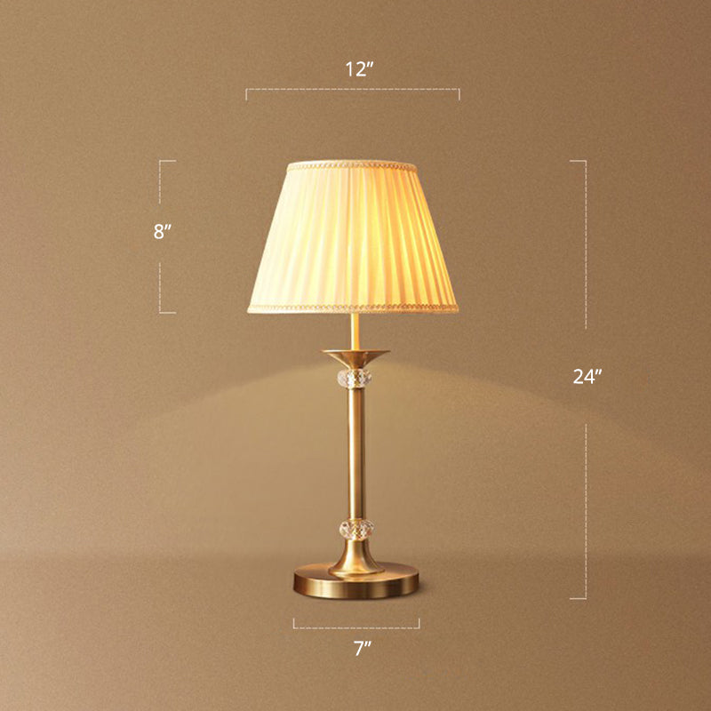 Modernes Empire Shade Tischlampe Faltenstoff ein Nachtlicht Nachtlicht im Messing