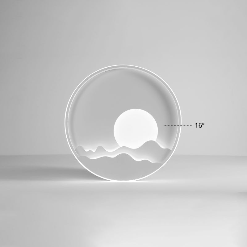 Mountain Sun Plafonnier LED artistique en métal pour salon, plafonnier blanc